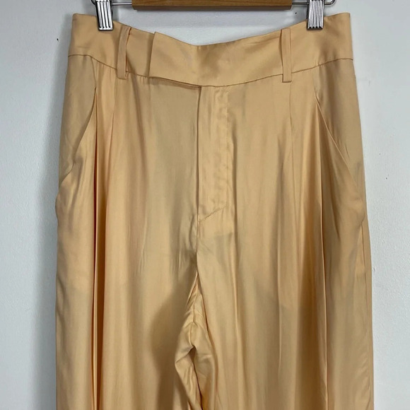 NEW Equipment Femme Wide Leg Pants Womens 0 Yellow Pleated Silk Blend NWOT - Picture 3 of 10